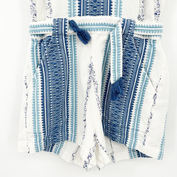 Saylor Boho Coastal Mazzy Tassel Woven Embroidered Sleeveless Romper Size S - Picture 5 of 13